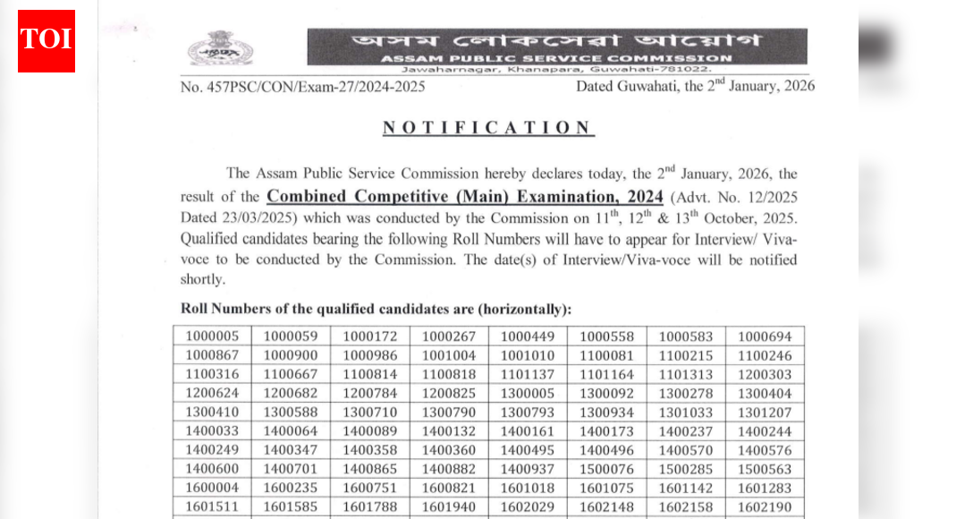APSC CCE mains result 2025 released at apsc.nic.in: Direct link to download here
