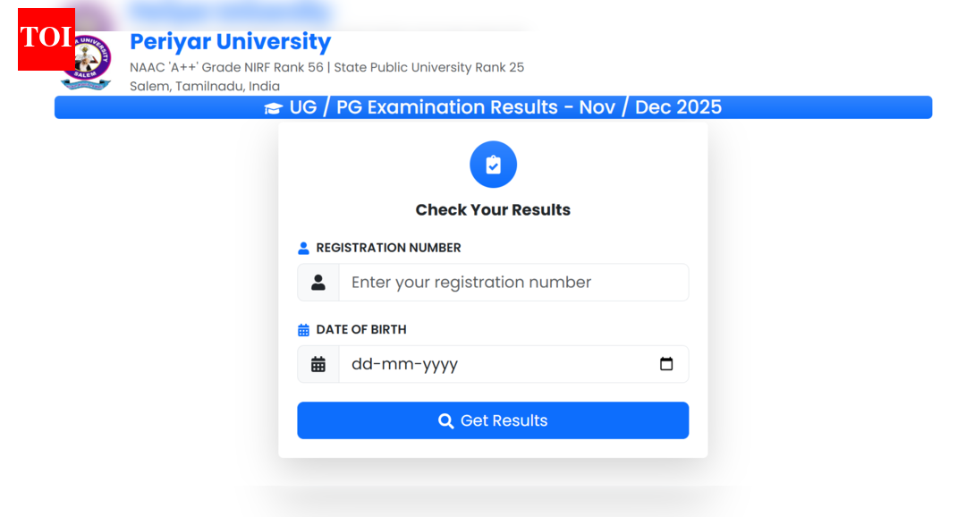 Periyar University Nov/Dec results declared at periyaruniversity.ac.in: Direct link to download scorecards here