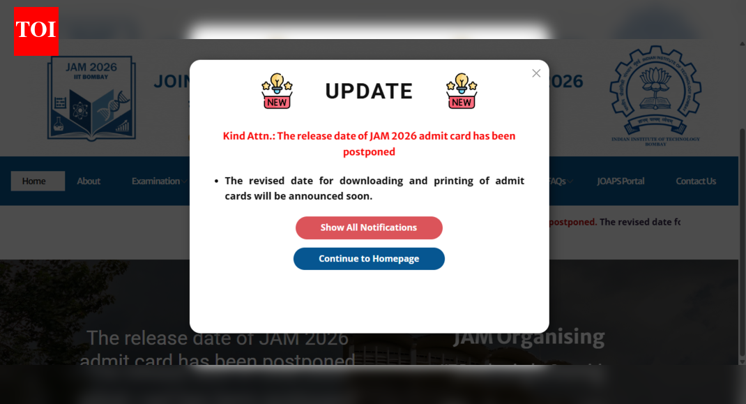 JAM 2026 admit card release postponed by IIT Bombay: When will it be out now?