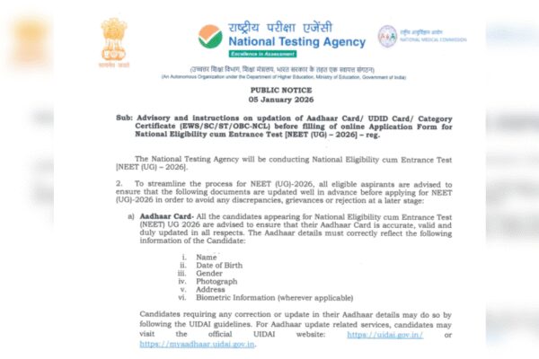 NEET UG 2026: NTA issues document advisory ahead of registrations; check official notice here