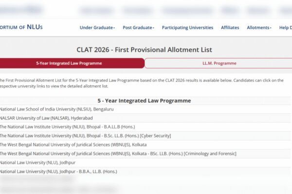 CLAT 2026 counselling: First seat allotment list released at consortiumofnlus.ac.in; direct link to download here