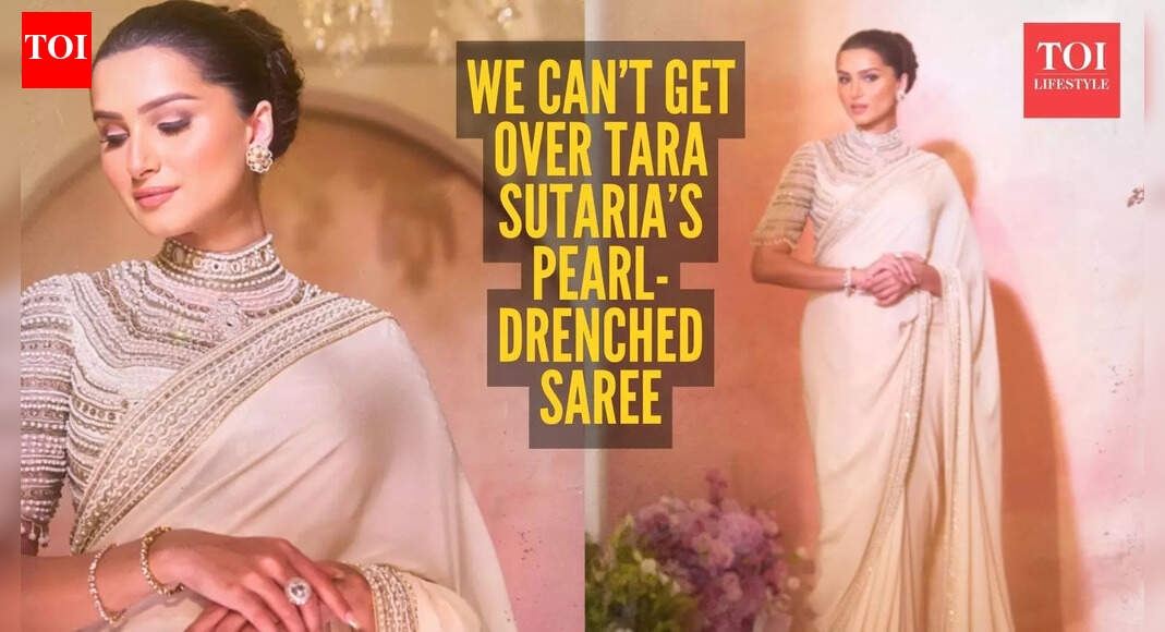 Tara Sutaria in an ivory pearl saree is the definition of “old-money glamour” |