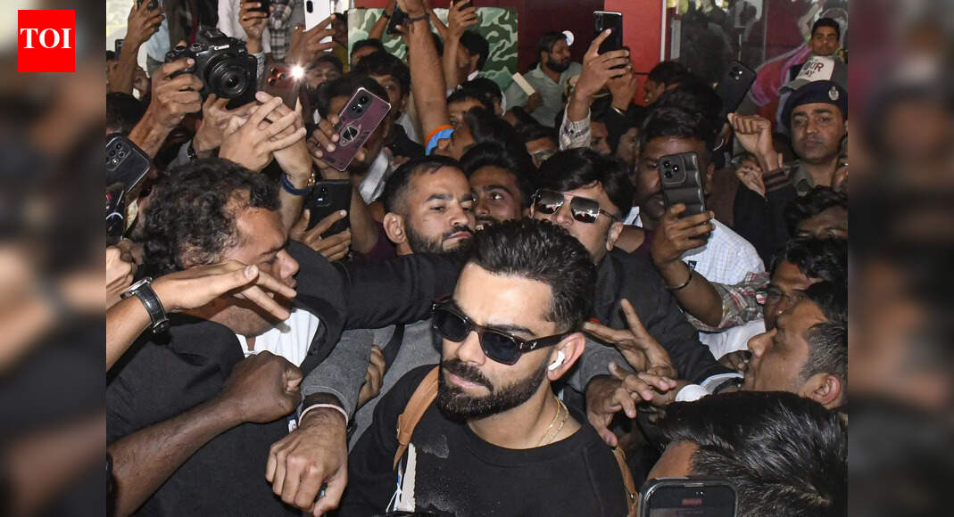Scenes of frenzy: Virat Kohli gets mobbed on arrival in Vadodara – Watch | Cricket News