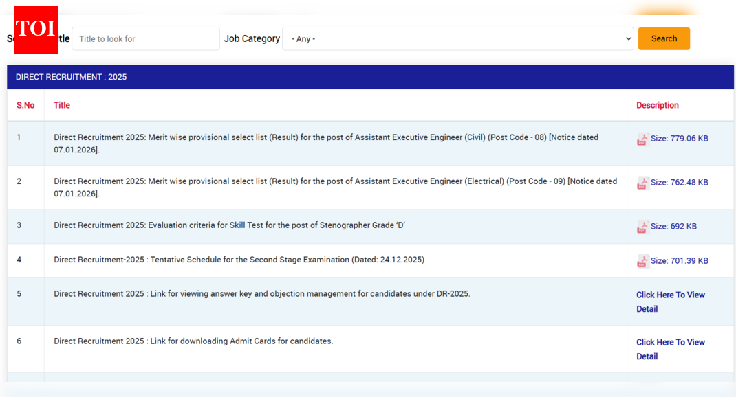 DDA releases provisional select list for Assistant Executive Engineer posts under 2025 recruitment