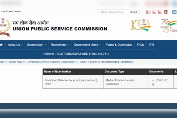 UPSC CDS 1 result 2025 list of recommended candidates released: Direct link to download here
