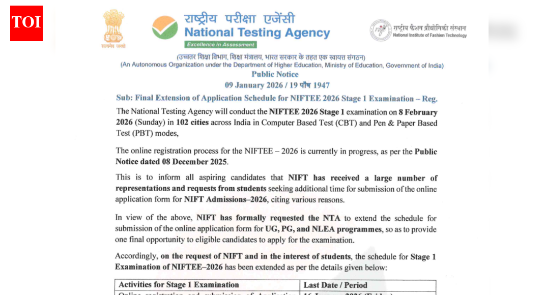 NTA NIFTEE 2026 registration deadline extended again: Check the last date and direct link to apply here