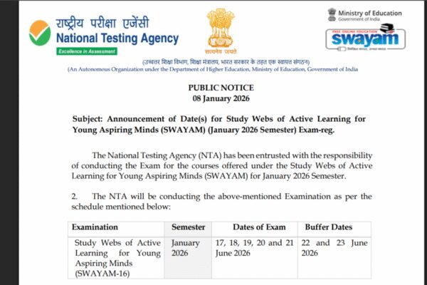 NTA SWAYAM 2026 exam dates released at exams.nta.nic.in: Check schedule here