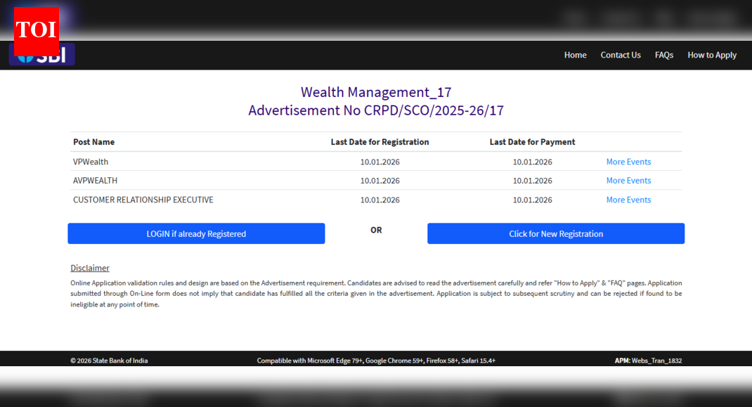 SBI SO recruitment 2025: Registration window closes tomorrow for 996 posts; direct link to apply here