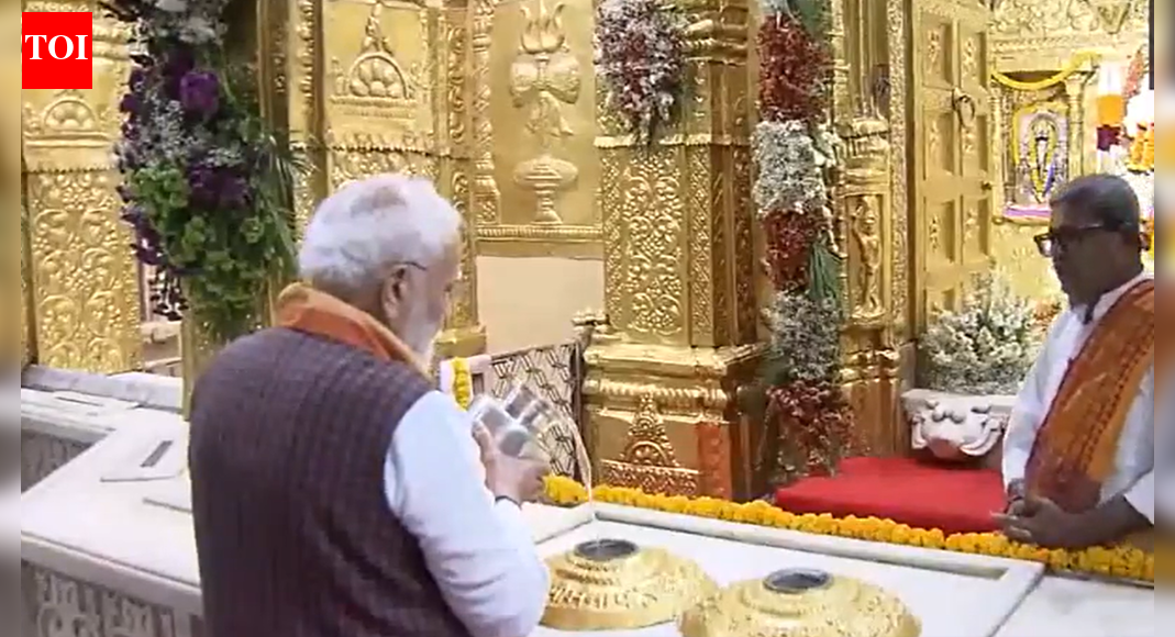 NEW DELHI: Prime Minister Narendra Modi arrived in Somnath on Saturday to begin a three-day visit to Gujarat, during which he will participate in events marking the Somnath Swabhiman Parv, attend the Vibrant Gujarat Regional Conference, and hold talks with German Chancellor Friedrich Merz.Gujarat CM Bhupendra Patel and other senior leaders received the Prime Minister at the helipad near the Somnath Temple in Gir Somnath district.In a post on X, PM Modi said, “Feeling blessed to be in Somnath, a proud symbol of our civilisational courage. This visit comes during SomnathSwabhimanParv, when the entire nation has come together to mark a thousand years since the first attack on the Somnath Temple in 1026. Grateful to the people for the warm welcome.”Later in the evening, PM Narendra Modi received a rousing welcome as he arrived at Somnath temple to attend the parv. PM will also in participate in Omkar Mantra chanting at the temple and witness a drone show depicting key historical events linked to Somnath.According to a government release, nearly 3,000 drones will be used. PM Modi will also chair a meeting of the Shree Somnath Trust in his capacity as its chairman.PM Modi Launches ‘Somnath Swabhiman Parv’, Recalls Centuries-Old Resolve Behind Temple’s RevivalOn Sunday, he will take part in the Shaurya Yatra, a ceremonial procession honouring those who died defending the Somnath temple, featuring a symbolic march of 108 horses.He will offer prayers at the temple and address a public function marking the Swabhiman Parv, which commemorates 1,000 years since Mahmud of Ghazni’s invasion of the temple in 1026. The celebrations also mark 75 years of the temple’s restoration, completed in 1951 after efforts led by Sardar Vallabhbhai Patel.Later in the day, PM Modi will travel to Rajkot to attend the Vibrant Gujarat Regional Conference for the Kutch and Saurashtra region, where he will inaugurate a trade show and exhibition. He is also set to announce 14 greenfield smart GIDC estates and inaugurate a GIDC medical device park. In the evening, he will inaugurate the remaining stretch of Phase 2 of the Ahmedabad Metro between Sector 10A and Mahatma Mandir.On Monday, the Prime Minister will host German chancellor Friedrich Merz. The two leaders will visit Sabarmati Ashram and attend the international kite festival before holding bilateral talks at Mahatma Mandir Convention Centre in Gandhinagar. They will review progress in the India-Germany strategic partnership, which has completed 25 years, followed by delegation-level talks and a joint press statement. The ministry of external affairs said the leaders will also interact with business representatives and discuss regional and global issues.About the AuthorTOI News DeskThe TOI News Desk comprises a dedicated and tireless team of journalists who operate around the clock to deliver the most current and comprehensive news and updates to the readers of The Times of India worldwide. With an unwavering commitment to excellence in journalism, our team is at the forefront of gathering, verifying, and presenting breaking news, in-depth analysis, and insightful reports on a wide range of topics. The TOI News Desk is your trusted source for staying informed and connected to the ever-evolving global landscape, ensuring that our readers are equipped with the latest developments that matter most.”Read MoreEnd of ArticleFollow Us On Social MediaVideosIndia-EU FTA: Piyush Goyal Wraps Up Brussels Visit; Push To Accelerate Trade Deal Talks’Hope India Backs Denmark’: Danish MP Urges Delhi’s Support Amid Trump’s Greenland ThreatsOdisha Plane Crash: Nine-Seater Aircraft Crash-Lands Near Rourkela, 6 InjuredWhy Nations Fight Wars: Ajit Doval Breaks Down Power Game, Morale, Western Fear And India’s Rise’They Amended UAPA’: Owaisi Blames Congress For Umar Khalid And Sharjeel Imam’s Jail Without Trial’No Courage, No Strength’: Lt Gen Katiyar Ridicules Pak, Exposes Terror Strategy, Warns Against War’Hijab-Clad Woman As India’s PM’: Owaisi’s Remark Gets ‘Hindu Nation’ Retort From BJP’s Nitish Rane’India Will Develop Even On Autopilot’, Says NSA Ajit Doval As He Credits PM Modi’s LeadershipHindu Farmer Killing in Sindh Triggers Protests A Day After India Exposed Pak’s Record on MinoritiesDefence Spending Can Fuel Growth, Says CDS Anil Chauhan As India Rethinks Guns Versus Butter Debate123PhotostoriesStebin Ben’s most romantic songs that will make you fall in love with the singerTop motivational series to watch on OTTNupur Sanon best ethnic looks: A glimpse at the bride-to-be’s most stunning fashion momentsLittle verses, lasting values: Why shlokas matter in a child’s early years10 Nepali dishes trending right now and why they’re the ultimate comfort foodFrom shacks to skyline: North Chennai families get a fresh start in CMDA’s new housing hubFrom Coelacanth to Lamreys: 8 living animals that existed even before DinosaursBengaluru to West Bengal by rail: Amrit Bharat Express leads trio of new long-distance trains (In Photos)Shark Tank India 5: From Aman Gupta to Namita Thapar, Anupam Mittal- Education qualification of the judgesTop 5 sports-based OTT shows you simply can’t miss!123Hot PicksTrump tariffsUS Supreme CourtGold rate todayBengaluru newsCigarette price hikePublic holidays January 2026Bank Holidays JanuaryTop TrendingCandace OwensBill KennedyDonald TrumpVanessa BryantJaipur Audi AccidentDrew McIntyreAndhra Pradesh Student Missing in USWasim AkramWPL Live ScoreStefon Diggs