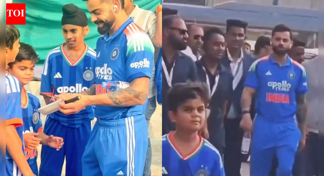 ‘Mini VK’! Virat Kohli meets his childhood lookalike; fans go wild – WATCH | Cricket News