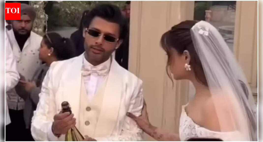 Kriti Sanon’s sister Nupur Sanon and Stebin Ben pop champagne as they celebrate their Christian wedding – Watch VIRAL video