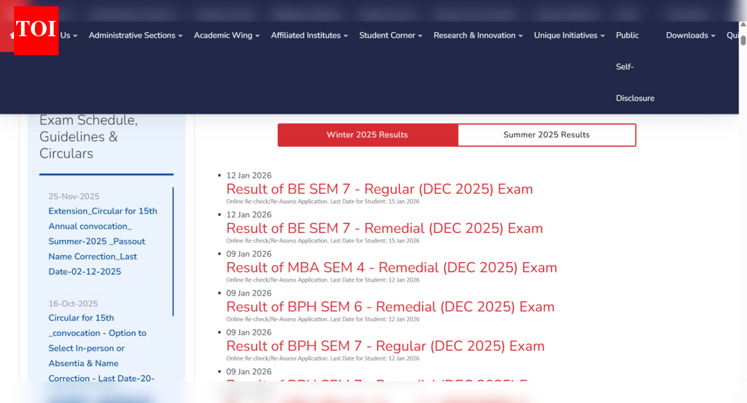 GTU result 2025 released for BE, MBA and other courses at gtu.ac.in: Direct link to download here