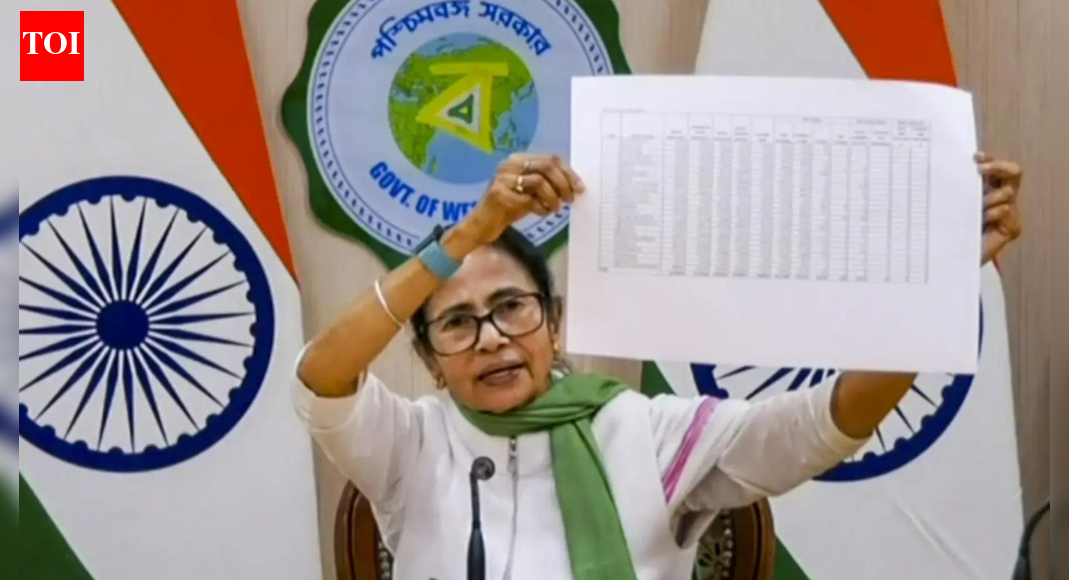 NEW DELHI: West Bengal chief minister Mamata Banerjee on Tuesday alleged that the Election Commission has unilaterally deleted 54 lakh names from the draft electoral rolls during the special intensive revision (SIR) in the state by misusing the powers of electoral registration officers (EROs).Addressing a press conference at the state secretariat Nabanna, Banerjee claimed that a majority of those removed from the rolls were “genuine electors” who were not given an opportunity to defend themselves as they were not informed of the grounds for deletion, reported PTI.“The EC, while sitting in Delhi, used AI tools devised by the BJP to delete names. These AI software accounted for the names mismatch in SIR data. They deleted names of women who changed surnames post marriage,” Banerjee alleged.The Trinamool Congress supremo further claimed that “logical discrepancy” was not part of the original SIR verification process and was “included as an afterthought to add to deletions”. She alleged that the “BJP-EC nexus” was planning to remove another one crore names from the final electoral rolls.Banerjee also accused the poll body of restricting the role of booth level agents during the verification exercise. “The EC has not allowed BLA-2s to attend hearings because the BJP couldn’t amass its workers to do the job,” she said.The chief minister’s comments come amid heightened political tensions in the state over the ongoing voter list revision exercise, with the Trinamool Congress repeatedly alleging that the process is being used to target certain sections of voters. The Election Commission has not responded to Banerjee’s allegations so far.About the AuthorTOI News DeskThe TOI News Desk comprises a dedicated and tireless team of journalists who operate around the clock to deliver the most current and comprehensive news and updates to the readers of The Times of India worldwide. With an unwavering commitment to excellence in journalism, our team is at the forefront of gathering, verifying, and presenting breaking news, in-depth analysis, and insightful reports on a wide range of topics. The TOI News Desk is your trusted source for staying informed and connected to the ever-evolving global landscape, ensuring that our readers are equipped with the latest developments that matter most.”Read MoreEnd of ArticleFollow Us On Social MediaVideosPakistan’s Most Loyal Terror Proxy Against India Shows Signs Of Collapse, LeT Cadres Turn On ISILotus Takes Centre Stage As India Sets Tone For BRICS Presidency At Crucial 20 Year Milestone’Aag Laga Doonga’: Bajrang Dal member faces FIR for threatening to burn police station in UPCanada’s Largest Gold Theft Probe Names Indian Links, Three More Arrested In Auto Scam’May Not Need IMF Loans In 6 Months’: Pakistan Eyes JF-17 Sales Surge To Save EconomyShaksgam Valley Is Indian Territory, 1963 Pak-China Pact Illegal: Army Chief Rejects Beijing’s Claim’We Were Ready To Go In’: Reveals Army Chief Dwivedi, Issues Blunt Warning To Pak On Terror Camps’Op Sindoor Remains On’: Army Chief Dwivedi WARNS Pakistan, Hails Stability In J&K And Manipur‘BRICS Brings Countries Together’: Jaishankar Frames Bloc as Global Welfare Platform Under IndiaIndia Rejects Europe’s Pressure To Cut Russia Ties As Germany Pushes Defence Shift Amid Ukraine War123Photostories5 legendary landmarks in Asia named after animalsMakar Sankranti 2026: How to make traditional Moong Dal Khichdi at homeWhy anxiety disorder in teens is on the riseBeautiful Makar Sankranti saree looks inspired by Bollywood actresses in 2026Bengaluru’s metro lifeline gets a boost: Yellow line to roll out 7th train, shorter waits aheadShark Tank India: From a lavish house worth Rs 50 crores to high-end car collection- Namita Thapar’s lavish lifestyleMakar Sankranti 2026: 10 traditional foods to celebrate the harvest and the sun8 jungle experiences that only Masai Mara offers and how to visit on a budget7 questions to ask your child’s teacher if your child struggles with attentionPreschooler’s backpack should be less than 700 grams, worn 6 inches above waist: Spine endoscopist reveals risk of carrying heavy school bags123Hot PicksShaksgam ValleyDubai AirportGold rate todayBengaluru news10-minute deliveryPublic holidays January 2026Bank Holidays JanuaryTop TrendingMumbai Indians vs Gujarat GiantsCharlie KirkVanessa Bryant and Natalia Bryant Net WorthBrooks Koepka and Jena Sims Net WorthDrake Maye WifeBill GatesConnor McDavid WifeTariffs on Tehran Trade PartnersBengaluru Dental Student SuicideMLB Trade Rumors