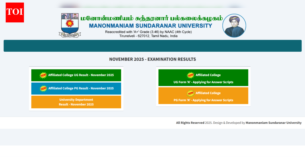 MS University November result 2025 released for UG, PG courses at msuniv.ac.in: Direct link to download here