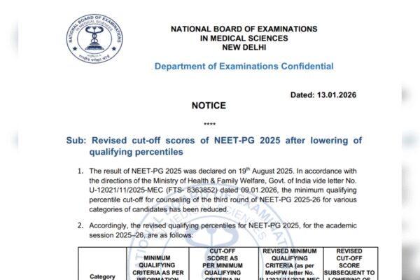 MCC NEET PG Round 3 counselling 2025 qualifying percentile lowered: Check revised cut-off scores here