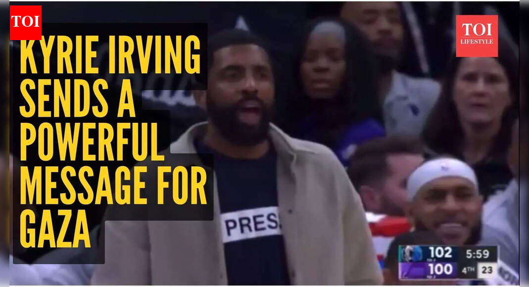 Watch: NBA superstar Kyrie Irving wears ‘PRESS’ shirt at Mavericks–Jazz game to honour Gaza journalists, video goes viral