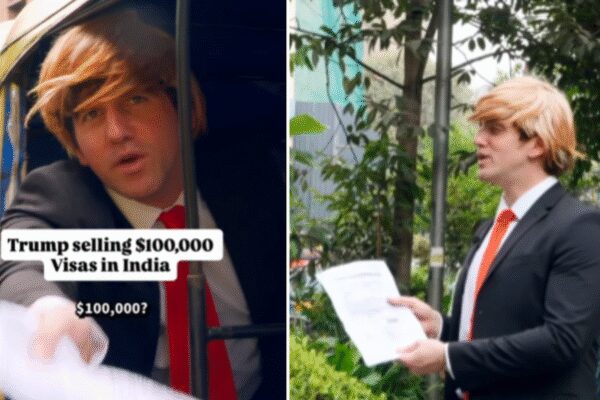 Screengrab from viral video (Image/Instagram)  NEW DELHI: A comedian’s satirical take on US immigration policy has gone viral, with a video showing him impersonating President Donald Trump and mockingly “selling” H-1B visas in India under a buy-one-get-one-free scheme. The clip has drawn sharp reactions online amid debate over recent changes to the visa programme.The video, posted by comedian Austin Nasso on Tuesday, shows him dressed like Trump, complete with a red tie, suit and similar hairstyle, approaching people on the street. In the clip, he is also seen holding documents and even sitting inside an auto-rickshaw while continuing the act.U.S. Rewrites H-1B Rules, Setback To Indian Workers; Check Who Is Eligible & Changes | WATCH“Excuse me, sir. H1B. 100,000. We’re selling H1B for 100,000,” he says in the clip. Announcing the offer, he adds, “H1B visa, we are selling them. Buy one get one free.”In one exchange, when a person says he prefers Europe to the United States, Nasso responds, “So nasty. How nasty is that.” He later asks another person, “Hundred thousand USD for the H1B.” When the person replies, “I don’t have that,” Nasso counters, “We can do. Can you do 200,000? Deal,” before shaking hands.Looking directly at the camera, the comedian satirically says, “Thank you. He’s coming to America. Yeah. We’re sending him to Guantanamo Bay.” The video has triggered widespread reactions on social media. One user commented, “Buy 1, get 1 free and none of the Indians took the offer? My country is changing.” Another wrote, “What in the world is this overseas Republican campaign strategy.”The satire comes against the backdrop of a recent proclamation signed by President Trump introducing a steep 0,000 fee for companies sponsoring new H-1B visas. The move marked a sharp jump from earlier costs, where employers paid a few thousand dollars to register and file petitions for foreign professionals.Defending the decision, the White House has said the higher fee is meant to ensure that only genuinely highly skilled professionals enter the United States. Officials have argued that the H-1B programme had been misused in the past and that the change would encourage companies to prioritise American workers.The announcement, however, sparked concern among Indian professionals and technology firms, given that Indians form the largest share of H-1B visa holders, particularly in sectors such as technology, consulting and healthcare.Following confusion over the policy, the White House clarified that the 0,000 charge is a one-time fee applicable only to new visa applications. It does not apply to renewals or to existing H-1B visa holders, including those currently travelling outside the US.About the AuthorTOI News DeskThe TOI News Desk comprises a dedicated and tireless team of journalists who operate around the clock to deliver the most current and comprehensive news and updates to the readers of The Times of India worldwide. With an unwavering commitment to excellence in journalism, our team is at the forefront of gathering, verifying, and presenting breaking news, in-depth analysis, and insightful reports on a wide range of topics. The TOI News Desk is your trusted source for staying informed and connected to the ever-evolving global landscape, ensuring that our readers are equipped with the latest developments that matter most.”Read MoreEnd of ArticleFollow Us On Social MediaVideosIndia Eyes Rocket Cum Missile Force After Op Sindoor Lessons As China, Pakistan Shape BattlefieldsIran Unrest Worries Families Of Indian Students, Parents Appeal To Govt For HelpUS Senate Hearing Turns Viral After Indian-Origin Doctor Refuses Yes Or No On Men Getting PregnantNSA Ajit Doval’s Speech Rattles Pakistan, Triggers Fury As India Calls It Strategic AnxietyJamiat Chief Madani Slams Congress For ‘Flexible Policy On Hate Politics’; BJP, VHP ReactACMA President Says Auto Parts Industry May Face Slowdown In Second Half, Pins Hopes On Trade DealsJaishankar Holds Talks With Iran FM Araghchi as Middle East Tensions Escalate“At 75% Tariff, Partnership Loses Meaning,” Tharoor After Jaishankar–Rubio TalksLeT Commander’s Jihad Call Mirrors Pak Army Rhetoric As Terror And State Lines Blur On KashmirCalcutta HC Hears ED and TMC Petitions Over I-PAC Raids, ED Moves Supreme Court123Photostories‘The Bluff’: Priyanka Chopra Jonas, Karl Urban starrer’s cast, release date, plot revealedAll movies that earned Leonardo DiCaprio an Oscar nomination10 Maharashtrian breakfast dishes you need to try5 cheapest countries Indians can travel to right nowNot everything is colourful: 5 animals that are colour blindWhat to do when you already know that your child is lying to youInside Mark Zuckerberg’s insane watch collectionHow to build a reading routine that kids will stick toWinter Special: How to make classic Carrot Cake in a kadhai5 safari gates in north Indian national parks with the highest chances of tiger sightings123Hot PicksIran protestsBudget 2026Gold rate todayBank holiday todayAmrit Bharat ExpressPublic holidays January 2026Bank Holidays JanuaryTop TrendingFortnite Update V39 39 Release DateNHL Trade RumorsXavier Worthy InjuryCameron Jordan PodcastPhil Taylor Net WorthTrea Turner WifeKlay Thompson GirlfriendIndia vs New Zealand ODI MatchTravis KelceKyrie Irving Net Worth