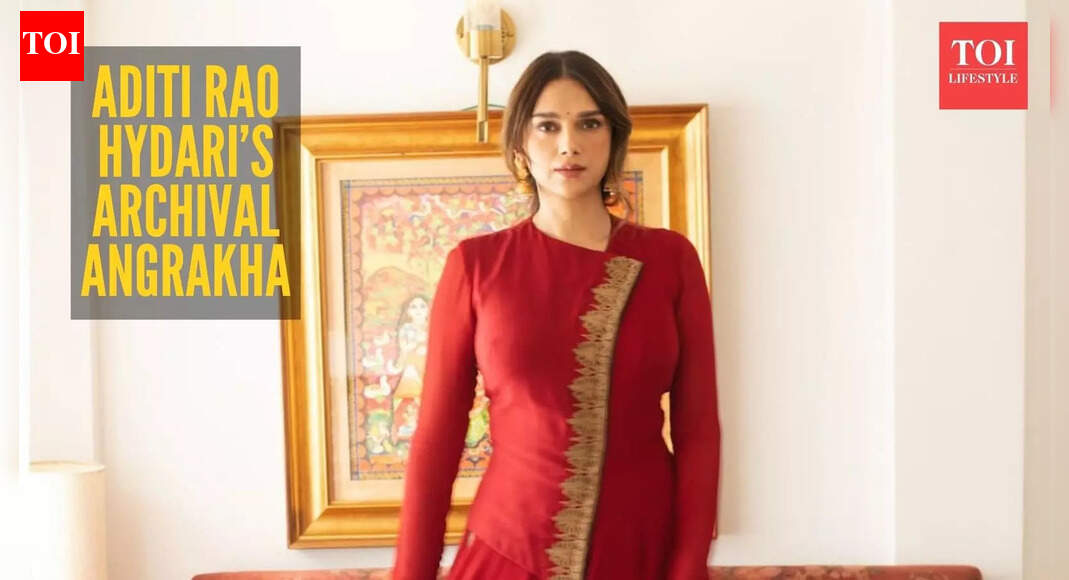 Aditi Rao Hydari wears an archival angrakha kurta and nails modern elegance |