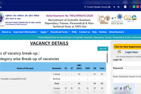 NPCIL recruitment 2026: Registration window opens for 114 technical and administrative posts; direct link to apply here