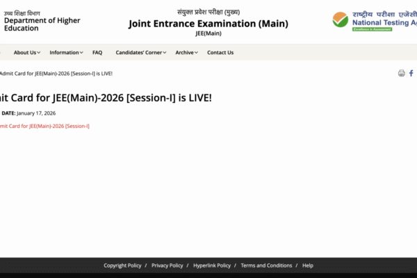 JEE Main 2026 admit card released: Check direct link, how to access session 1 hall ticket here