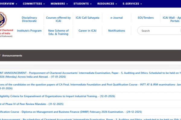ICAI CA Intermediate January 2026 Auditing and Ethics paper postponed: New date to be announced soon
