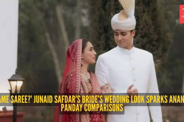 Junaid Safdar’s bride Shanzeh Ali Rohail accused of repeating Ananya Panday’s saree at her wedding |