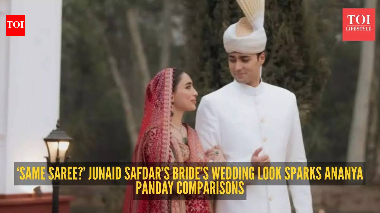 Junaid Safdar’s bride Shanzeh Ali Rohail accused of repeating Ananya Panday’s saree at her wedding |