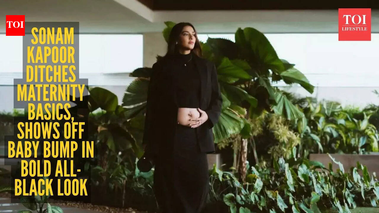 Sonam Kapoor flaunts baby bump in sleek black look |
