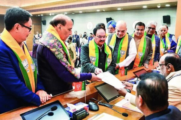 NEW DELHI: Nitin Nabin will take over as BJP national president on Tuesday after emerging, as widely expected, as the sole candidate in fray, with the party’s leading figures from PM Narendra Modi, his cabinet colleagues and CMs, besides hundreds of electors from across country, endorsing his choice for the top organisational job.Modi, who signed the nomination paper in Nabin’s support but was not physically present at party headquarters Monday, is expected to be there when he formally assumes office. Other senior members, including Union ministers Amit Shah and Rajnath Singh and CMs Yogi Adityanath, Mohan Yadav and Nayab Saini, turned up at the venue to be part of the set-piece occasion.BJP Picks Nitin Nabin As National President,To Take Charge January 20K Laxman, party MP and returning officer for the poll, said after nomination process that Nabin is the only contestant in fray. In BJP’s history since its foundation in 1980, its president has always been a consensus choice and never faced electoral contest. A formal announcement of his elevation is scheduled for Tuesday.“I announce that only one name, that of Nitin Nabin, has been proposed for post of national president of BJP,” he said. Nabin (45), currently BJP working president and fifth-term MLA from Bihar, will take over the mantle from JP Nadda six years after the Himachal politician had taken up the position. Nabin will be its youngest-ever president.All 36 organisational states of BJP were part of the nomination-filing process besides its parliamentary party, which included Modi and Shah among others in what was seen a display of wide support for Nabin. Laxman said all 37 sets of nomination were found valid.Ministers and state presidents were seen patiently waiting for their state’s turn — an alphabetical order was followed for different units, to file their nomination in support of Nabin’s candidature. Nabin is expected to preside over his first formal meeting with office bearers in a couple of days.BJP’s Anurag Thakur said election of a young president conveys Modi’s call to Gez Z to be part of politics. Modi and BJP have shown they practice what they preach, he added.End of ArticleFollow Us On Social MediaVideos”Visit Marks Milestone In Strengthening India-UAE Partnership…” MEA On The Visit Of UAE PresidentIndia-US Trade Talks Ongoing In Complex Environment, Says Mukesh AghiBangladesh Admits 645 Minority Incidents In 2025 But Downplays Communal Angle Amid Hindu KillingsBJP Picks Nitin Nabin As National President,To Take Charge January 20“…We Find Threatening”: Poland Raises Alarm Over India’s Role In Russia Zapad ExercisesMore Than Optics: Why PM Modi’s Rare Airport Gesture For UAE President Matters For India’s StrategyWhat Does Pak Field Marshal Asim Munir Mean By Pakistan’s ‘Purpose’ And What It Means For IndiaUnnao Rape Case: Delhi HC Rejects Kuldeep Sengar’s Plea To Suspend SentenceThree Houses, Cars And Loans: How Indore Beggar Mangilal Built Wealth While Begging On StreetsReza Pahlavi Promises Friendship With India, But His Return Could Reopen Iran’s Old Fault Lines123PhotostoriesFake Sweet Potato in the market? How to check the purity of sweet potato at home and 6 easy dishesHow to make classic Bread Halwa at home8 baby girl names inspired by rare flowers from around the worldHow to make Chicken Kadi Patta for dinnerTop 10 countries in Asia with the highest quality of life20 Maggi combinations to enjoy this winter season15 best rated dishes made with Paneer from across India by top global culinary agency5 principal beliefs of Hinduism explained simplyFrom Namita Thapar’s Rs 50 crore house to Aman Gupta’s lavish lifestyle- Luxurious things Shark Tank India judges ownTravel influencer Shenaz Treasury recommends these 6 places women must travel to in 2026; safe, stunning and solo-friendly123Hot PicksSilver price todayBudget 2026Gold rate todayGold price predictionVande Bharat sleeperPublic holidays January 2026Bank Holidays JanuaryTop TrendingMatthew StaffordBroncos vs Patriots InjuryDJ MooreBill BelichickRoger FedererJalen BrunsonKhabib Nurmagomedov Net WorthNHL Trade RumorsSan Antonio Spurs vs Utah JazzWashington Wizards vs Los Angeles Clippers