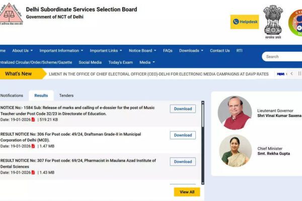 DSSSB Result 2026 released for various posts; check merit list, cutoff PDF and marks here