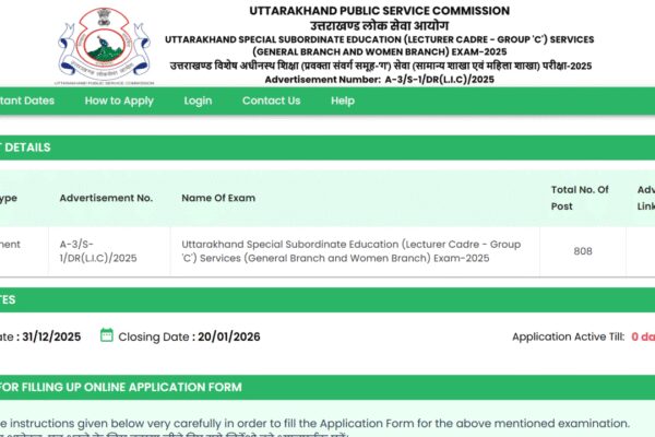 UKPSC recruitment 2026: Registration window closes today for 808 Lecturer posts; direct link to apply here