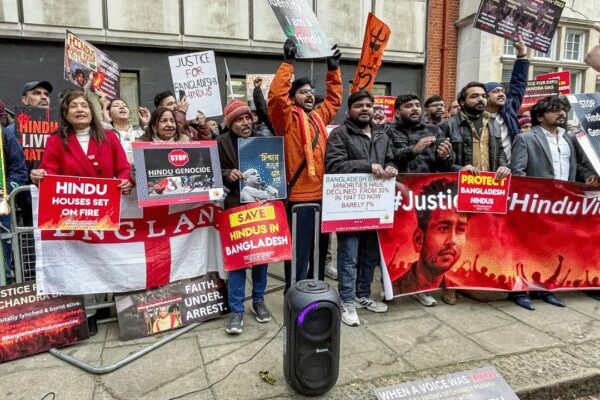 Protest held outside UK parliament demanding Labour take action on Hindu persecution in Bangladesh