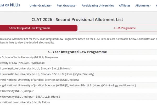 CLAT 2026 counselling: Second seat allotment list released at consortiumofnlus.ac.in; direct link to download here