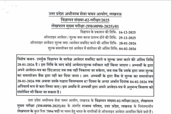 UP Lekhpal registrations underway for 7994 posts: Check direct link to apply and other details here