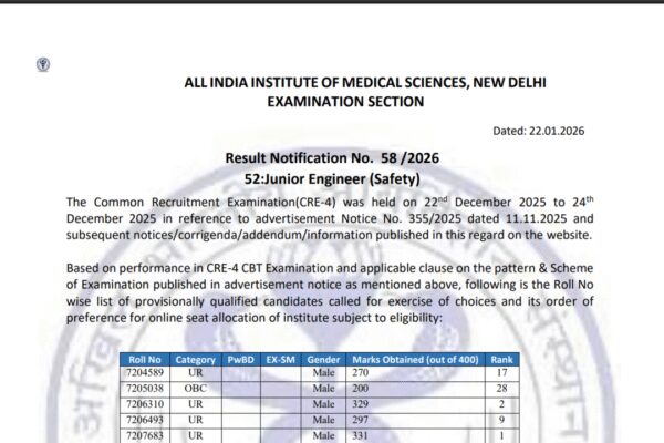 AIIMS CRE 4 result 2026 released at aiimsexams.ac.in: Direct link to download scorecards here