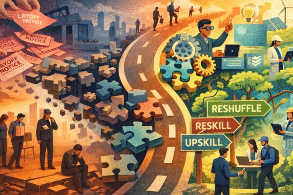 The new layoff era: Work is moving, not disappearing