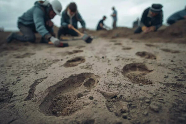 Archaeologists uncover 800,000-year-old human footprints beneath the sands of eastern England
