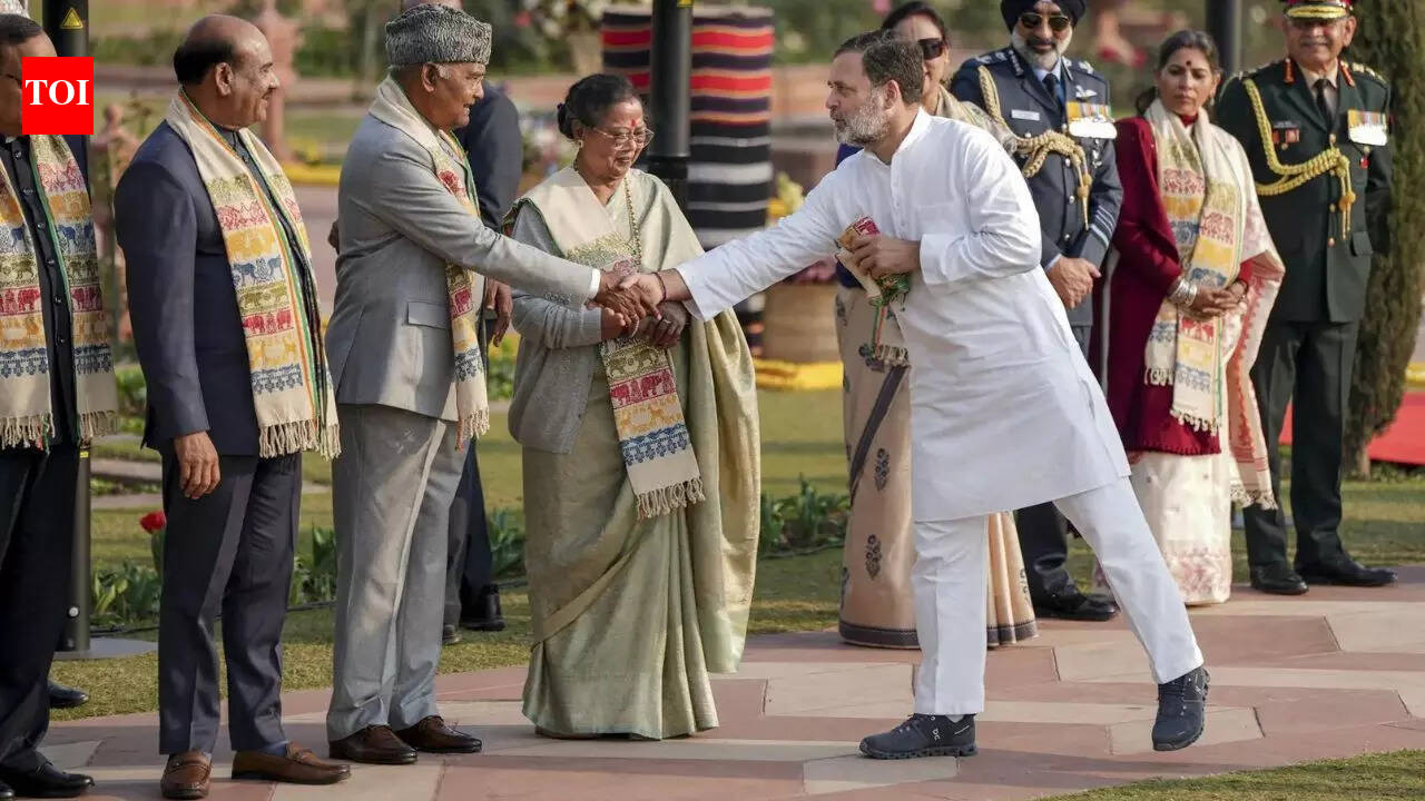 BJP vs Congress: Rahul Gandhi ignites row at President’s ‘at home’ reception; ‘Gamosa’ controversy explained | India News