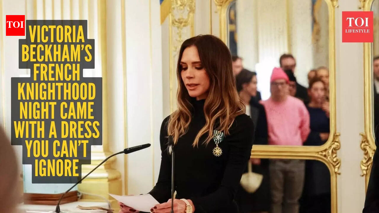 ‘Momzilla’ Victoria Beckham gets a French knighthood in Paris and her black dress steals the spotlight