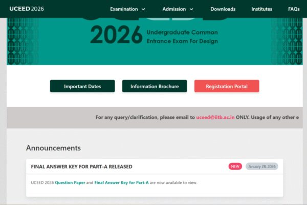 CEED, UCEED final answer key 2026 released: Check direct link to download here