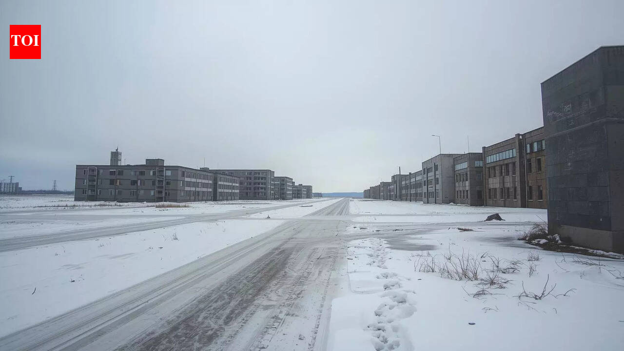This abandoned Soviet ghost town sits frozen at the edge of the Arctic