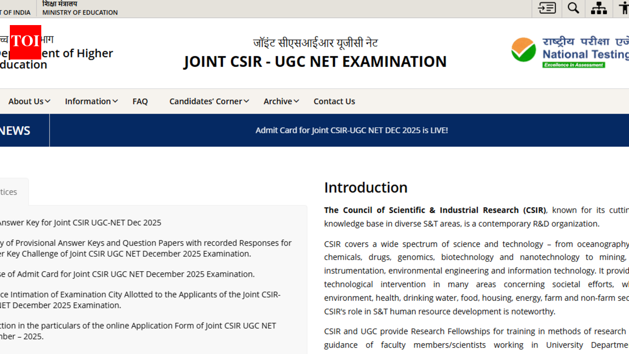 CSIR NET 2025 final answer key out: Direct link here, result expected shortly