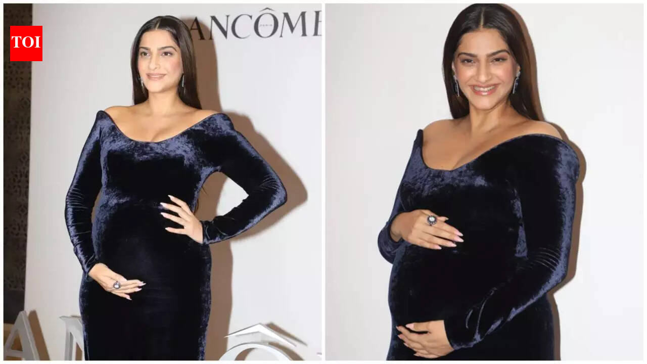 Sonam Kapoor flaunts baby bump at event, mom-to-be glows as she poses for cameras | Hindi Movie News