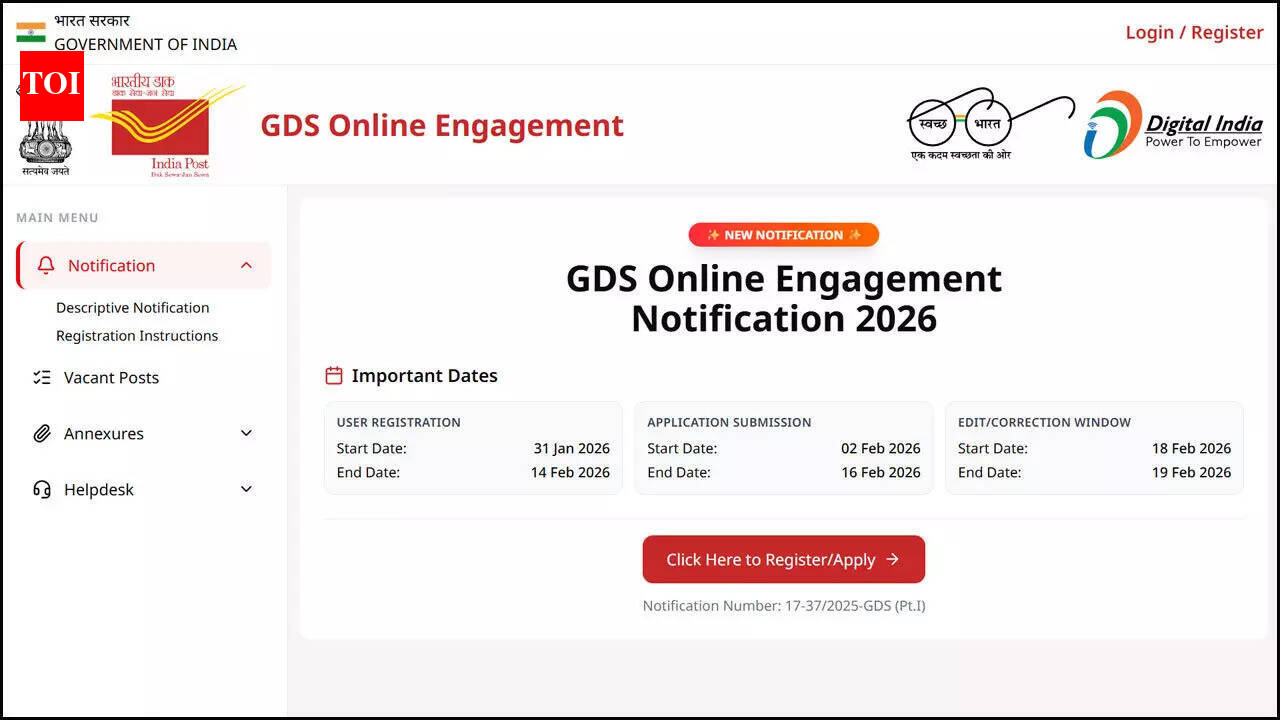 India Post GDS Recruitment 2026 registration begins today for 28,740 vacancies; check direct link here
