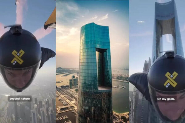 Watch Dubai’s craziest jaw-dropping stunt: XDubai wingsuit daredevils fly through world’s tallest hotel at 200km/h