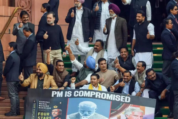 Congress MPs hold protest on Parliament stairs (ANI photo) Both Houses of Parliament witnessed repeated disruptions on Wednesday amid continued opposition protests and clashes with ruling party MPs. The Lok Sabha was adjourned multiple times amid sloganeering, banners and placards displayed by Congress and other opposition members, including allegations against Prime Minister Narendra Modi and criticism over the India–US trade deal.During the day, several incidents drew attention. Rahul Gandhi was seen outside the House holding a memoir of former Army Chief Naravane, and later engaged in a heated exchange with Union minister Ravneet Singh Bittu.  Political Storm Erupts As Rahul Gandhi, Ravneet Bittu Clash, Cong Targets PM Modi On Epstein Files Inside the House, Union minister Piyush Goyal defended the India-US trade deal, saying India had “successfully safeguarded” agriculture and dairy sectors, while Mallikarjun Kharge warned it could harm Indian farmers and benefit American producers.Lok Sabha was adjourned soon after resuming at 5 pm. Prime Minister Narendra Modi’s response to the debate on the Motion of Thanks to the President’s Address was also cancelled.Opposition protests with ‘PM is compromised’ banner The Lok Sabha was adjourned on Wednesday amid heavy sloganeering by Opposition members, who were protesting outside Parliament with posters reading “PM is compromised.” The protests followed the suspension of eight Opposition MPs during the Budget Session a day earlier. The House resumed at 12.00 pm.The suspended MPs include Congress members Hibi Eden, Amarinder Singh Raja Warring, Manickam Tagore, Gurjeet Singh Aujla, Prashant Yadaorao Padole, Chamala Kiran Kumar Reddy, and Dean Kuriakose, as well as CPI(M) MP S Venkatesan. Lok Sabha Leader of Opposition Rahul Gandhi had repeated the allegation while speaking to the media on the India–US trade agreement.‘Safeguarded agriculture, dairy’: Piyush Goyal hails India-US trade deal Union Commerce and Industry Minister Piyush Goyal defended the India–US bilateral trade agreement in the Lok Sabha, saying India had “successfully safeguarded” its sensitive sectors, especially agriculture and dairy, after nearly a year of negotiations.Goyal said it was natural for both countries to protect their critical interests and that negotiations over the past year had led to finalisation of several areas of the agreement. Referring to a recent phone call between PM Modi and US President Donald Trump, Goyal said Trump announced a tariff reduction to 18 per cent, stressing that this was “lower than the US tariff on several competitor nations”.Rahul calls Ravneet Singh Bittu ‘traitor’, Bittu responds with ‘desh ka dushman’Rahul Gandhi, and union minister of state for Railways, Ravneet Singh Bittu, engaged in a heated exchange outside Parliament on Wednesday, with Gandhi calling Bittu a “traitor.”The incident occurred as Bittu passed by protesting Congress MPs at the Makar Dwar. Gandhi’s remark came in the context of Bittu leaving Congress and joining the BJP in 2024. Gandhi said, “Here is a traitor walking right by. Look at the face.” He even offered to shake Bittu’s hand, adding, “Hello, brother, my traitor friend. Don’t worry, you will come back (to Congress).”Bittu refused the handshake and responded by calling Gandhi “Desh ke dushman (enemy of the state).” The exchange reportedly began after Bittu commented on the protesting MPs, saying, “They are sitting as if they won a war.”Shashi Tharoor trips and falls on Parliament stairs; Akhilesh helpsCongress MP Shashi Tharoor slipped and fell while coming down the stairs at the Parliament complex. Samajwadi Party chief Akhilesh Yadav, along with other MPs and staff members, immediately helped him get back on his feet.MPs spar in Speaker’s office as Nishikant Dubey flashes ‘Bofors’ book Opposition and BJP MPs had a heated exchange in Lok Sabha Speaker Om Birla’s office on Wednesday following remarks made by BJP MP Nishikant Dubey targeting the Gandhi family.After the Lok Sabha proceedings were adjourned, Congress MPs met the Speaker to protest the Chair’s decision to allow Dubey to speak on the issue in the House. They objected to his remarks and raised concerns over the manner in which the matter was taken up during the session.Earlier during the proceedings, Dubey had referred to several books and spoke about their contents related to different members of the Gandhi family. He said that while Rahul Gandhi wanted to speak about an unpublished book, he had brought multiple published books to present what he described as material against the Gandhi family.India-US trade deal will hurt farmers, agriculture sector at risk: KhargeLeader of Opposition in the Rajya Sabha, Mallikarjun Kharge alleged that the proposed India–US trade deal would harm Indian farmers and damage the country’s agriculture sector.He said the deal would benefit American farmers at the cost of Indian interests and criticised the government, saying it was an insult to Parliament that lawmakers learnt about the deal during the ongoing session from US President Donald Trump, and not from the Indian government.Kharge quoted US Agriculture Secretary Brooke Rollins, who had said that the new India–US deal would allow American farm products access to India’s large markets, raise prices and bring more income to rural America.Lok Sabha adjourned: PM Modi doesn’t want to face the truth, says Rahul Lok Sabha was adjourned shortly after it reassembled at 5 pm, amid indications that Prime Minister Narendra Modi could respond later to the debate on the Motion of Thanks on the President’s Address.The House went into chaos as soon as the proceedings began at 5pm. Congress MPs entered the well and aisles and raised slogans over the suspension of eight MPs. Several women MPs from the opposition blocked the seats in the treasury bench, including the seat of the Prime Minister. Congress MP Rahul Gandhi shared a video on social media, claiming he had rightly predicted the Prime Minister would not come to Parliament as he was “scared” and unwilling to face the truth.Reacting to the adjournment, BJP MP Manoj Tiwari alleged that opposition members had surrounded the Prime Minister’s chair when the House assembled in the evening, saying they had come with the intention to attack him.About the AuthorTOI News DeskThe TOI News Desk comprises a dedicated and tireless team of journalists who operate around the clock to deliver the most current and comprehensive news and updates to the readers of The Times of India worldwide. With an unwavering commitment to excellence in journalism, our team is at the forefront of gathering, verifying, and presenting breaking news, in-depth analysis, and insightful reports on a wide range of topics. The TOI News Desk is your trusted source for staying informed and connected to the ever-evolving global landscape, ensuring that our readers are equipped with the latest developments that matter most.”Read MoreEnd of ArticleFollow Us On Social MediaVideos’Insulted Sikh Community’: Hardeep Puri Slams Rahul Gandhi Over ‘Traitor’ Remark At Ravneet BittuRahul Gandhi Defends Naravane Memoir Quotes, Priyanka Questions Nishikant Dubey Quotes On Nehru’Justice Is Crying…’: Mamata Banerjee Takes EC Head On In Supreme Court Over SIR Row In Bengal‘Combatise Space Command…L1 Needs To Go.’: Expert Stresses Defence Reforms After Budget 2026India-US Trade Deal Vs India-EU FTA: Which Agreement Delivers Bigger Exports Jobs And GrowthKorean ‘Love Game’ Under Lens After Ghaziabad Sisters Suicide Raises Alarm On Digital AddictionPolitical Storm Erupts As Rahul Gandhi, Ravneet Bittu Clash, Cong Targets PM Modi On Epstein FilesPiyush Goyal Defends India-US Trade Deal in Lok Sabha, Says Farmers And Dairy Interests Fully Safe’Sorry Papa’: Suicide Note From Three Sisters In Ghaziabad Triggers Debate On Gaming AddictionMamata Banerjee Takes SIR Battle Against Election Commission To Supreme Court, Openly Challenges BJP123Photostories5 most expensive buildings from across the world and why they cost so muchMumbai–Pune Expressway turns parking lot as vehicles remain stuck for 12 hoursThis Royal in Asia owns 7000 luxury vehicles including 500 Rolls-Royce, 450 Ferraris and 380 BentleysRosa Parks once said, “I have learned over the years that when one’s mind is made up…”: 5 lessons it teaches students10 regional potato dishes that are a must-try once in a lifetime5 OTT hits of 2026 that created a massive buzz and had everyone talkingNot just potato: 9 types of popular fillings that make samosa a true food lover’s delightGaming addiction, school dropout, isolation: Key details in Ghaziabad-Loni sisters’ death caseBengaluru plans 800-metre flyover to decongest Iblur Junction; ORR travel time to dropIs your rice real? Simple home checks for “plastic rice” and 5 recipes to try123Hot PicksBudget 2026Gold Silver PricesParliament Budget SessionRelationship consentIncome Tax CalculatorPublic holidays February 2026Bank Holidays februaryTop TrendingArtemi PanarinMLB Trade RumorsAyesha CurryKayla NicoleNHL Injury UpdatePuka NacuaRussell WilsonDenver Nuggets vs Detroit PistonsNikola JokicGold Riyadh Players Ranking