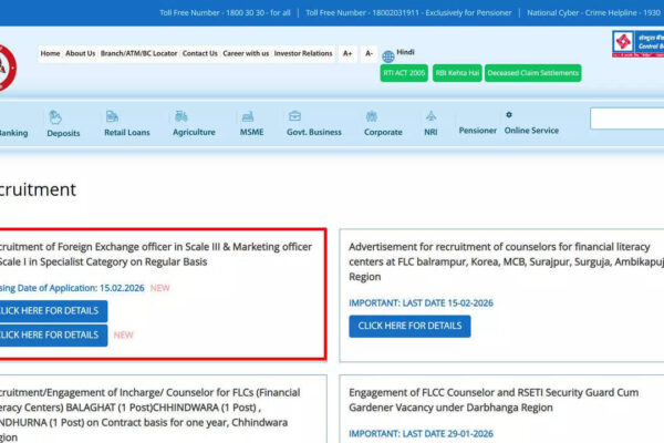 Central Bank of India Recruitment 2026 deadline extended to February 15 for CBI Officer posts; apply here