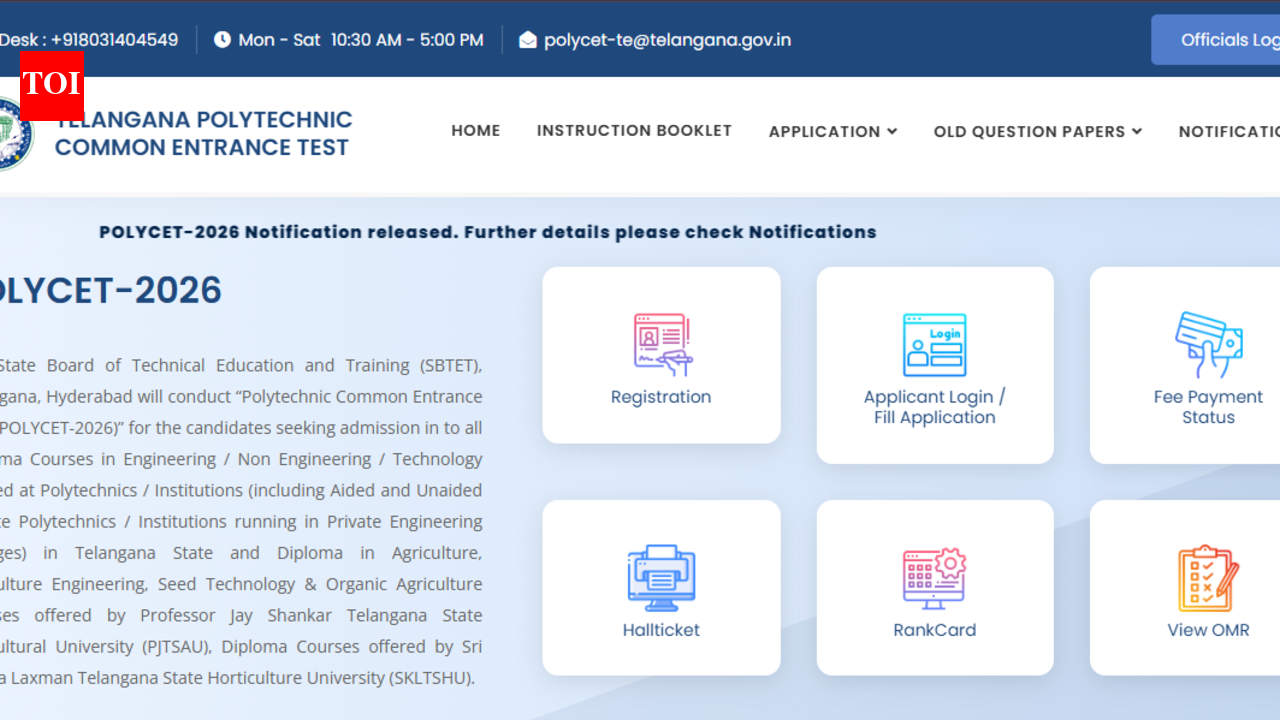 TS POLYCET 2026 registration begins at polycet.sbtet.telangana.gov.in: Direct link, application details here