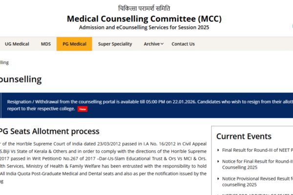 NEET PG counselling 2025: MCC releases round 3 final seat allotment result at mcc.nic.in; direct link here
