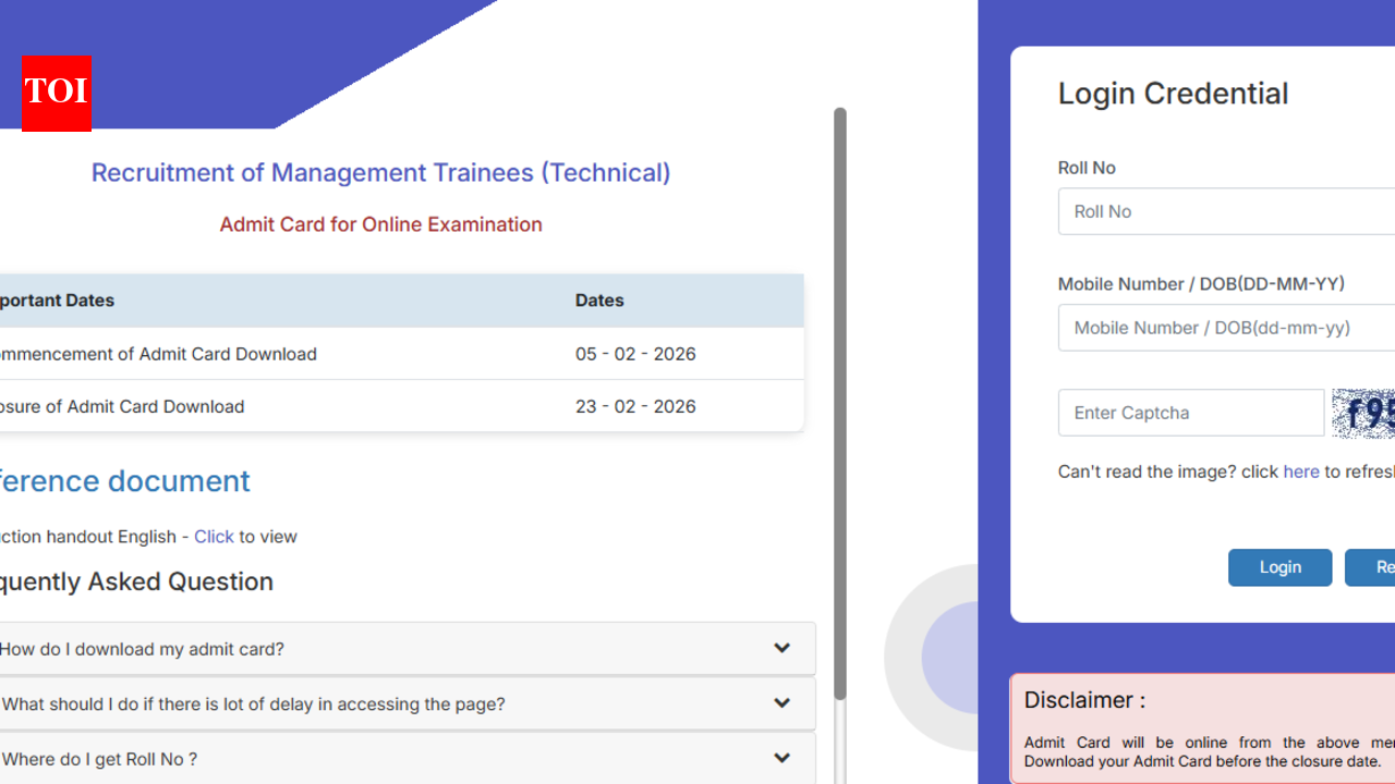 SAIL recruitment 2025 admit card released for Management Trainee posts: Direct link to download hall ticket here